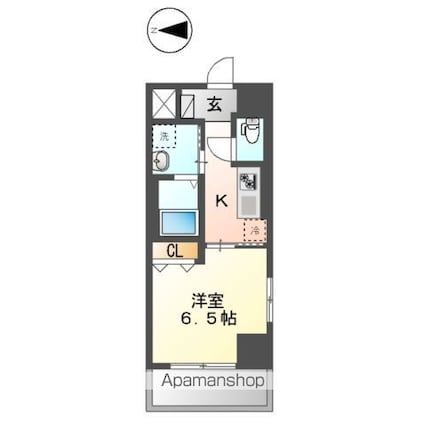 ヴィラ・ツリーサイド[1K/25.71m2]の間取図
