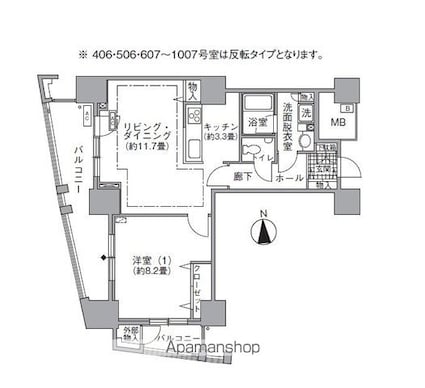 アクティ汐留[1LDK/61.32m2]の間取図