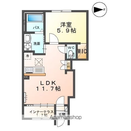 ウッドソレル[1LDK/43.24m2]の間取図