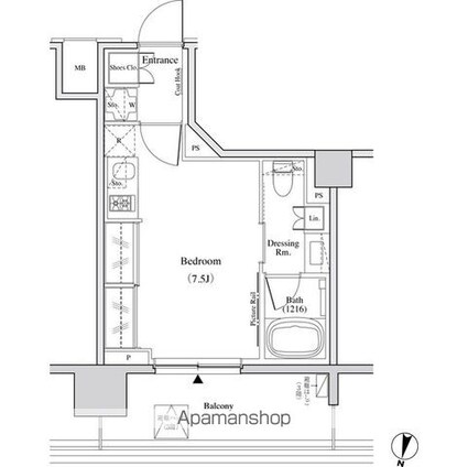 ザ・パークハビオ代々木[1R/23.6m2]の間取図
