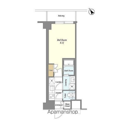 ＫＤＸレジデンス西調布[1K/26.15m2]の間取図