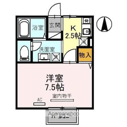 ホワイトクレイン[1K/25.12m2]の間取図