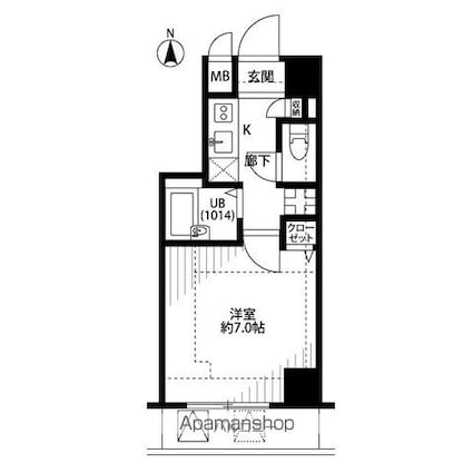 プレール・ドゥーク豊島園[1K/22.08m2]の間取図