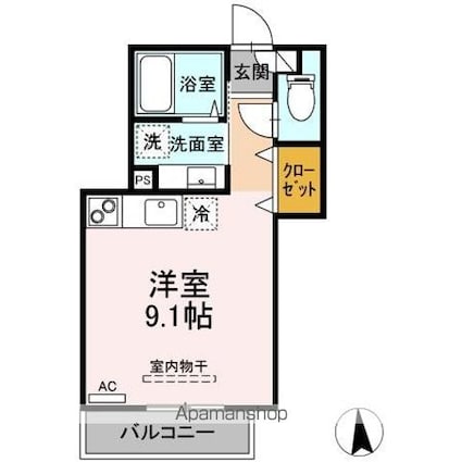アリビオ[1R/25.91m2]の間取図