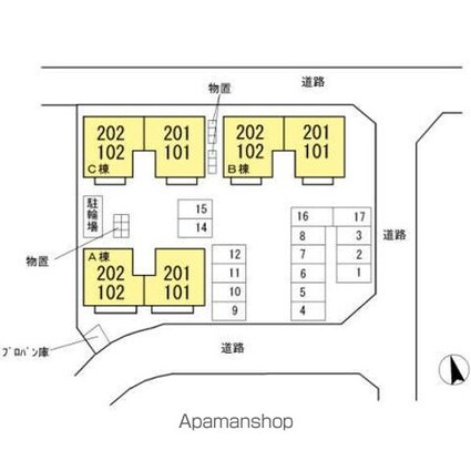 メゾンパーク東和田　Ｂ[2LDK/55.47m2]の配置図