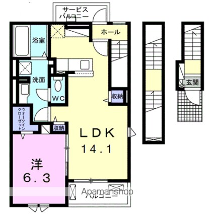 ウイ　アウリイ[1LDK/55.3m2]の間取図