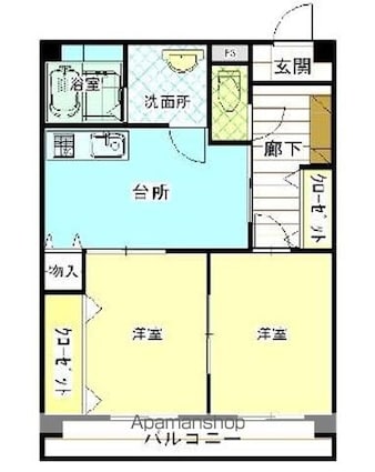 川端ビル[2DK/48m2]の間取図