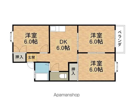 滋賀県彦根市松原町[3DK/49.68m2]の間取図