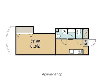 ガーデンハイム樗　２番館[1K/29.7m2]の間取図