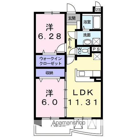 アベニール三鷹　Ｌの間取り