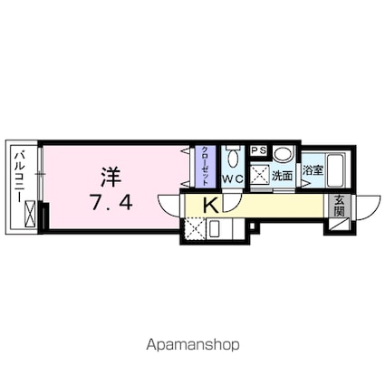 カサ・デ・三軒茶屋[1K/25.82m2]の間取図