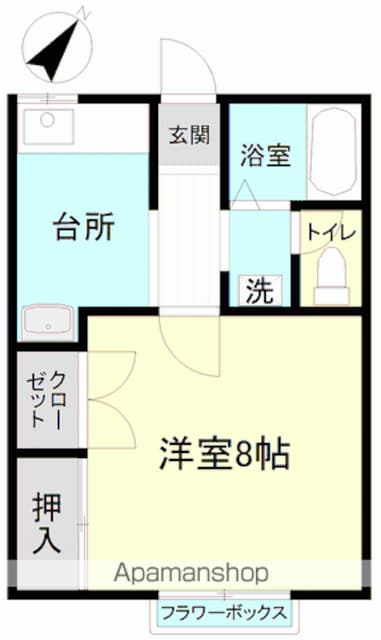 シガハイツⅥ[1K/28.92m2]の間取図