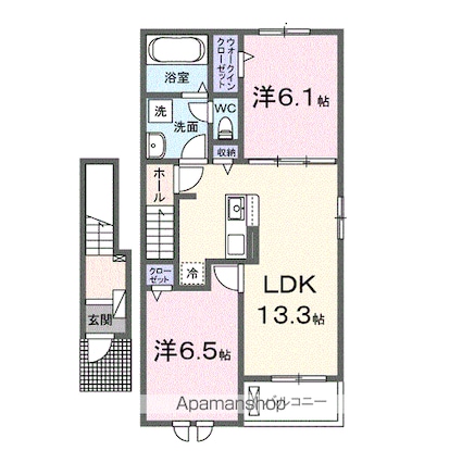 クレール九番館[2LDK/59.55m2]の間取図