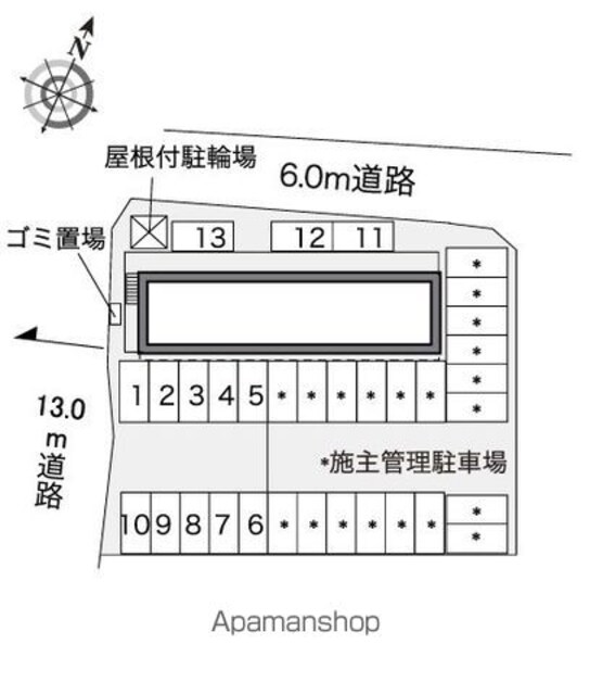 レオパレスダンデリオンびわぶち[1K/20.28m2]の配置図