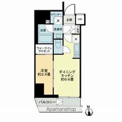 グランマーチ芝公園[1DK/27m2]の間取図