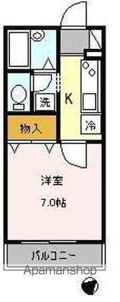 パルテノン[1K/23.37m2]の間取図