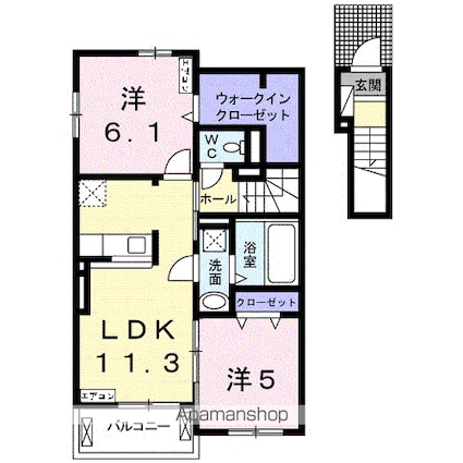 サンシャインハウスⅣＢ[2LDK/57.54m2]の間取図