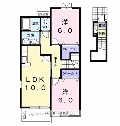 ガーデンスクエア片倉[2LDK/57.22m2]の間取図