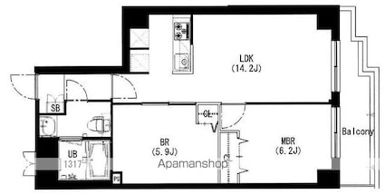 東京都中野区弥生町５丁目[2LDK/53.95m2]の間取図