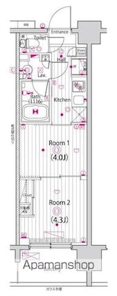 ガーラ・アヴェニュー東大島[2K/25.51m2]の間取図