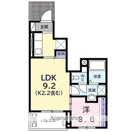 イセソラージュＢ[1LDK/30.85m2]の間取図