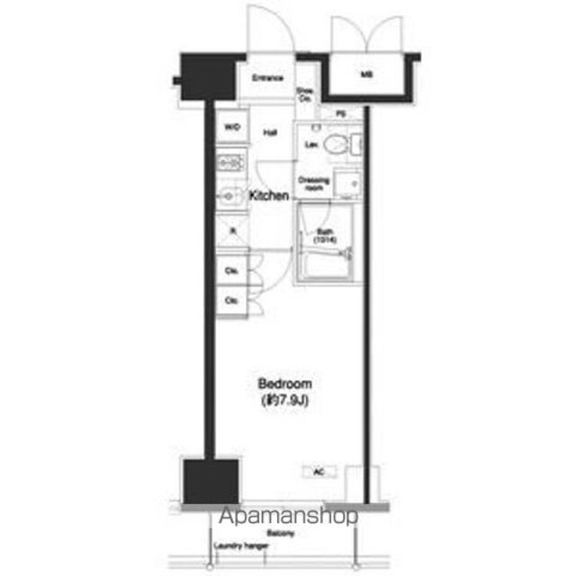 プラウドフラット白金高輪[1K/25.16m2]の間取図