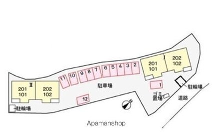 愛媛県松山市畑寺町[1LDK/44.35m2]の配置図