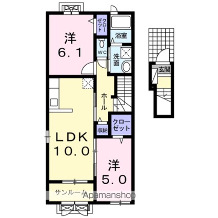 シーサイド　リバー[2LDK/57.22m2]の間取図