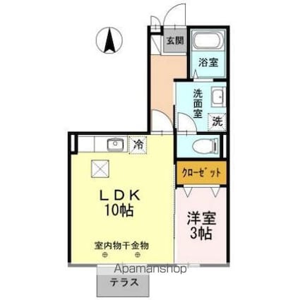 エクセレントヴィラ　Ｆ棟[1LDK/35.57m2]の間取図