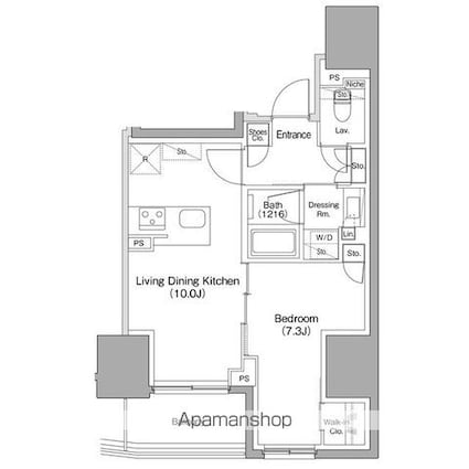ザ・パークハビオ本郷菊坂[1LDK/41.94m2]の間取図