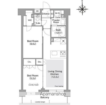 コンフォリア・リヴ文京護国寺[2LDK/53.7m2]の間取図