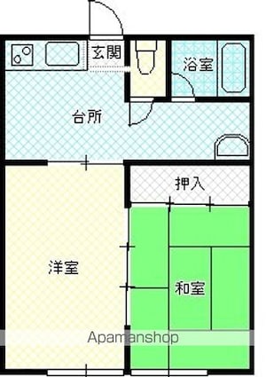 コーポすばる[2K/39.74m2]の間取図