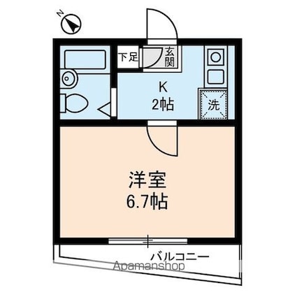 フラットエイト[1K/18.6m2]の間取図