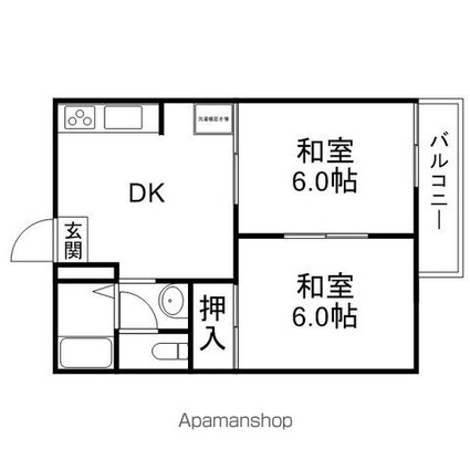 滋賀県長浜市十里町[2DK/35m2]の間取図