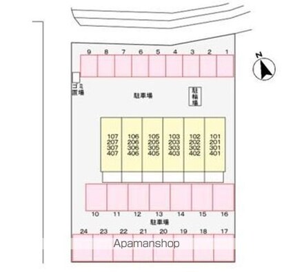 サン住吉Ⅱ[1K/30.96m2]の配置図