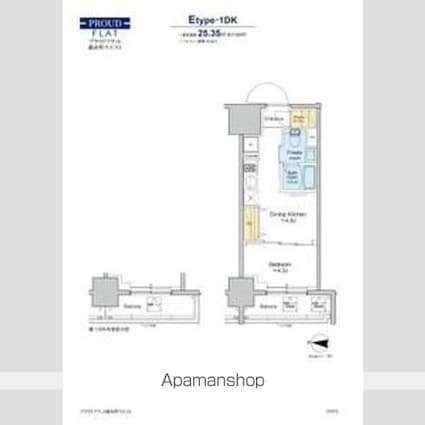 プラウドフラット錦糸町ウエスト[1DK/25.35m2]の間取図