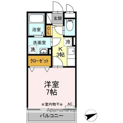 グランフィールドⅢ[1K/26.71m2]の間取図