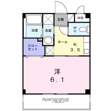 和歌山県和歌山市楠見中[1K/23.58m2]の間取図