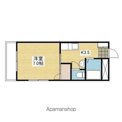 櫛部ハイツ[1K/24.96m2]の間取図