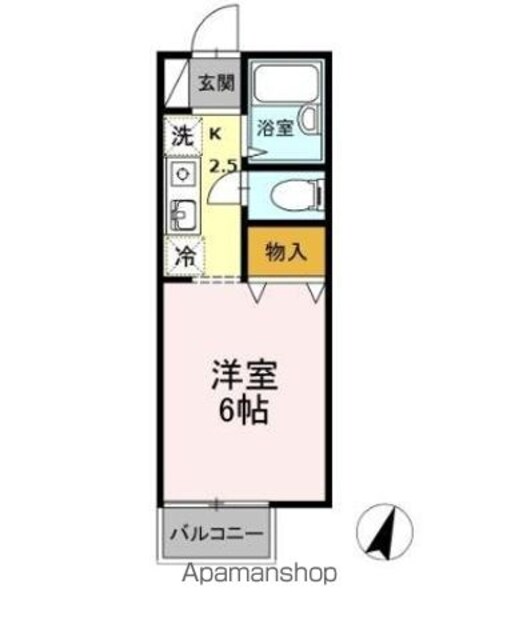 ドルフ北烏山　Ｂ[1K/20.03m2]の間取図