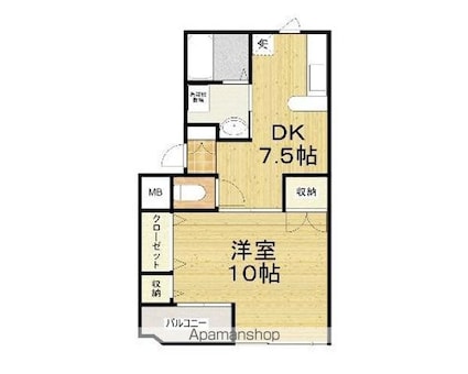 サンシエル・ドゥ[1DK/40.92m2]の間取図