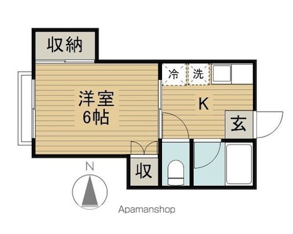 ソーレムわかたけ[1K/22m2]の間取図