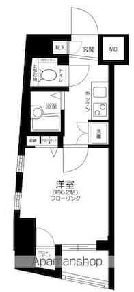 ステージファースト三軒茶屋アジールコートⅡ[1K/21.36m2]の間取図