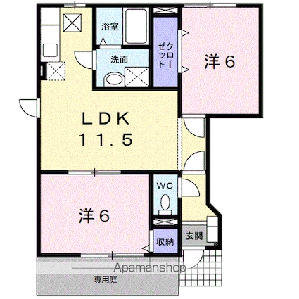 ｊｏｌｉ　ｃｏｕｒ　Ｂ[2LDK/51.79m2]の間取図