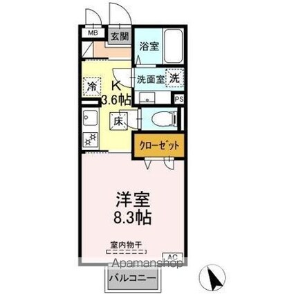 レジデンスフラワーⅡ[1K/29.64m2]の間取図