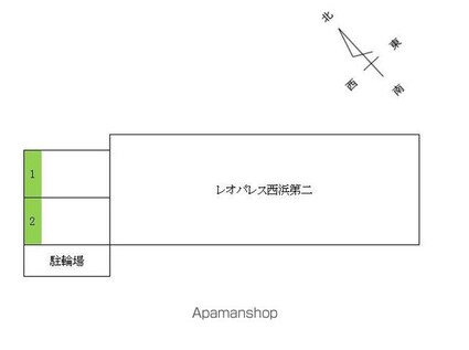レオパレス西浜第２[1K/16.3m2]の配置図