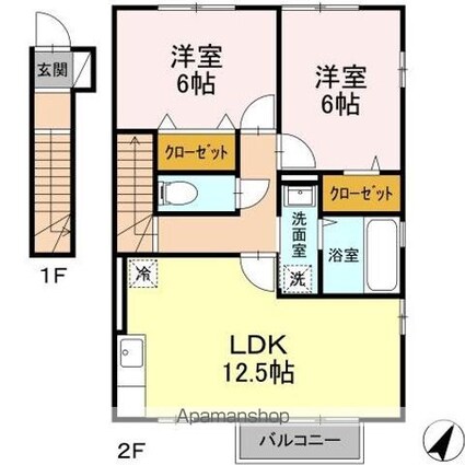 ヒルズフロント大島[2LDK/63.21m2]の間取図