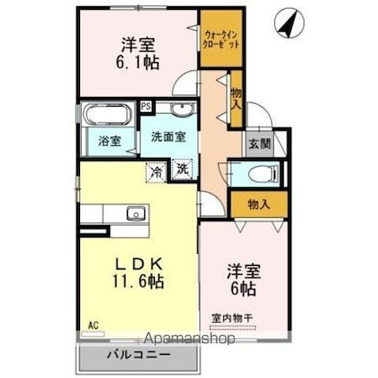 ＪＯＤＥＮ[2LDK/59.58m2]の間取図