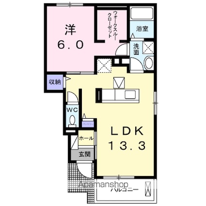 広島県福山市南今津町[1LDK/47.31m2]の間取図