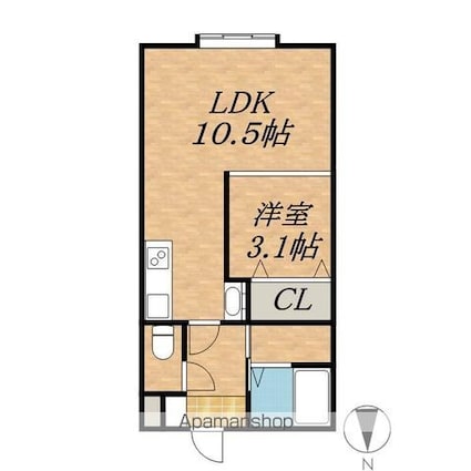 ｈｏｒｏ　ｈｏｒｏ[1LDK/33.53m2]の間取図